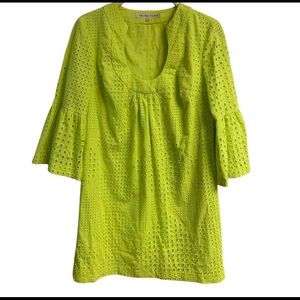 Trina Turk Bonita Eyelet Bell Sleeve Dress SZ 12 perfect condition. 100% cotton